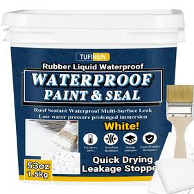 Tufinein 977350260245 Rubber Liquid Waterproof Sealant 53oz/1.5kg White Quick Drying Multi Surface