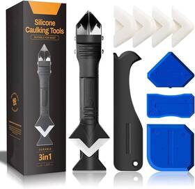 Unbrabded Horn-0717 9pcs Caulk Nozzle Applicator Silicone Scraper Sealant Finisher Grout Tool Kit