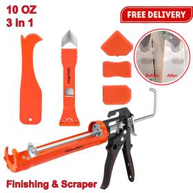 709345 Valuemax Caulk Gun And Scraper Kit-10 Oz Silicone Sealant Tool 3in1 Finishing