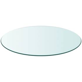 243625 Vidaxl Table Top Transparent Tempered Glass 15.7 In Durable Round