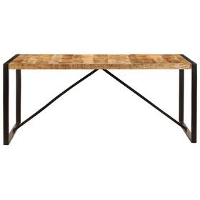 247414 Vidaxl Dining Table Brown And Black Solid Mango Wood Powder-coated Steel