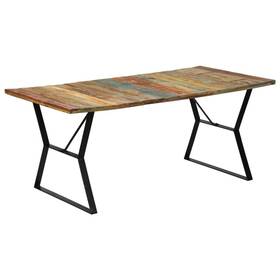 247946 Vidaxl Dining Table Multicolour Solid Reclaimed Wood Powder-coated Iron