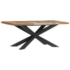 285966 Vidaxl Dining Table Varied Wood Colors And Black Legs Reclaimed