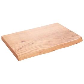 3156345 Vidaxl Table Top Light Brown Solid Oak Wood 23.6 X 15.7 In