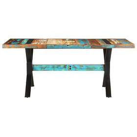 321611 Vidaxl Dining Table Multicolor Solid Reclaimed Wood Powder-coated Steel
