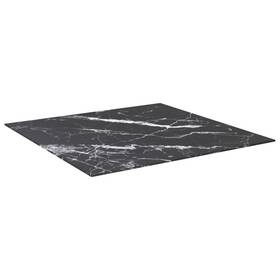 322273 Vidaxl Table Top Black With White Marble Design Tempered Glass
