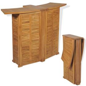 43804 Vidaxl Solid Teak Wood Folding Bar Table Outdoor Patio Terrace Tea Furniture
