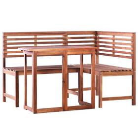 44038 Vidaxl Table And Bench Set Brown Solid Acacia Wood Medium Foldable