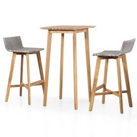 44220 Vidaxl Bar Set Brown And Light Gray Solid Acacia Wood Pe Rattan