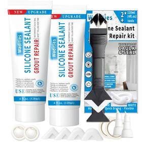 Wadities 973129251841 8oz White Waterproof Caulk And Seal Silicone Sealant Tile Grout Repair Kit Wit