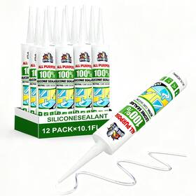 Wremest 769029923010 Silicone Caulk 10 Fl Oz Cartridge 12 Pack Clear 100%