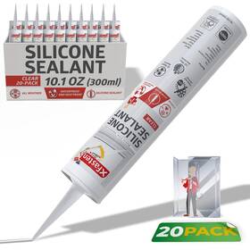Xfasten 898743691585 Clear Silicone Caulk Neutral Cure 10.1 Oz 20-pack 100% Waterproof