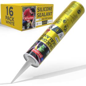 Xf-ssw101p16 Xfasten White Silicone Caulk Bulk 10.1oz 16-pack 161.6oz Total Odorless 100% Silic
