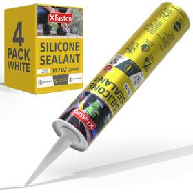 Xf-ssw101p4 Xfasten White Silicone Caulk 10.1oz 4-pack 40.4oz Total Odorless 100% Wat