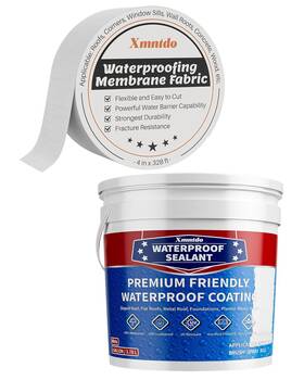 Xmntdo 445004860855 Waterproofing Membrane 4 Inch X 328 Feet Waterproof Sealant White 1 Gallon - Fi