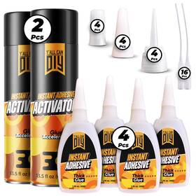 50gr Yallcandiy 2 400ml Ca Glue With Activator 4 X 1.76 Oz. 13.5 Fl - Industrial-grade Cy