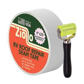 23316 Ziollo Rv Roof Repair Seam Tape With Roller - 4 Inch X25ft Waterproof For Campers M