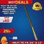Hilti Te-yx 3/4" 13", Sds Plus, Preowned, Heavy Duty, Fast Ship. Fixed Price $59.99.