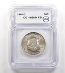 1948-D Franklin Half Dollar MS65+ Fbl Icg *6701. Fixed Price $149.95.