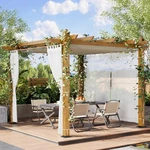 Retractable Patio Pergola With Sun Shade Canopy & Mesh Curtains, Aluminum Frame. Fixed Price $419.99.
