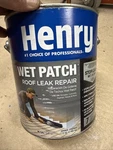Henry Wet Patch Roof Leak Repair Black 208 One Gallon Unopened. Fixed Price $10.00.