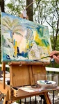 Coconut Tree & Eagle Original Acrylic Oil Painting 20X16 Tropical Nature Art. Fixed Price $325.00.