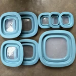 Rubbermaid Flex & Seal Set Replacement Lids Teal Window Stackable Lot Of 8. Fixed Price $25.00.
