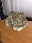 Vintage Pair Solid Glass Block Horse Head Bookends Pc Corning Pittsburg. Fixed Price $34.99.