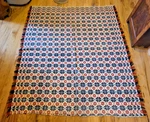 Antique Vintage Coverlet Center Seam Red White And Blue 79X71 1800S Original Usa. Fixed Price $250.00.