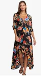 Nwt Johnny Was Black Royal Long Ruffle Kimono Boho Chic Swim Cover Dress. Fixed Price $75.00.