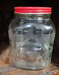 Vtg Hazel Atlas Glass Embossed Hoosier Square Coffee Jar Canister Art Deco Usa. Fixed Price $40.00.