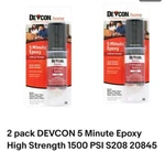 Pack Devcon Minute Epoxy High Strength 1500 Psi S208 20845. Fixed Price $9.99.
