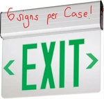 6-PACK Led Edge Lit Exit Sign Green Letters Double Face ELXTEU2GMAEM. Fixed Price $119.00.