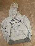 American Eagle Hoodie Pullover Vintage Long Sleeves Hooded Gray Blue Usa 1977. Fixed Price $12.87.