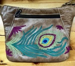 Leather Fanny Pack Purse Cross Body Shoulder Bag Embroidered Peacock Feather. Fixed Price $26.59.