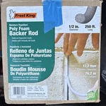 Frost King Poly Foam Backer Rod 1/2 X 250 Ft C22CP Model Mpn. Fixed Price $20.00.