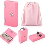 Acrylic Cash Box For Gambler With 2 Keys And Storage Bag Portable Pink. Fixed Price $14.75.