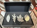 Set Of 4 Vilmain Klinger Pewter Leaf Napkin Rings Original Box Nice!. Fixed Price $25.00.