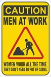 Funny Caution Men Work Sign, Hard Hat Area Signage, Safety First Warning. Fixed Price $18.00.