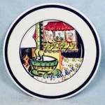 Williams-sonoma Parisian Caf Salad Plate Coffee Cup Au Lait Blue Band. Fixed Price $28.49.