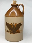 Antique Stoneware Beige & Brown Flagon Jug With Painted U.s. Seal Eagle. Fixed Price $31.99.