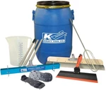 7 Piece Self Leveling Floor Kit 15 Gal. Mixing Barrel Carry Tools Lock Lid. Fixed Price $228.79.
