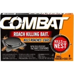 Combat Killing Kills Roaches + Eggs Child Resistant 12 Stations. Fixed Price $16.99.