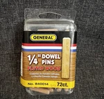 General Tools 840014 1/4-INCH Fluted Wood Dowel Pins, 72 Count (pack Of 1). Fixed Price $9.88.