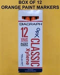 New Box Of 12 Diagraph Gp-x Classic Industrial Xylene Paint Pen Markers Orange. Fixed Price $86.92.