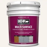 Behr 5 Gal. White Acrylic Multi-surface Stain-blocking Paint Primer And Sealer. Fixed Price $181.26.