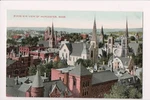 Ma, Worcester - Bird Eye View Postcard W/several Churches D05300. Fixed Price $7.99.