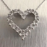 14K White Gold Diamond Heart Illusion Set Pendant Necklace 0.25CTW G-h I1-I2 18". Fixed Price $970.98.
