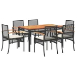 7-PIECE Outdoor Dining Set With Cushions Poly Rattan & Acacia Wood Vidaxl. Fixed Price $587.99.