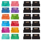 Global Printed Products Monthly Adhesive Tabs Includes 12 Black And Colorf.... Fixed Price $17.75.
